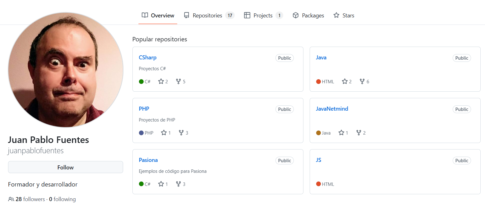 17 repositorios de apoyo docente en GitHub